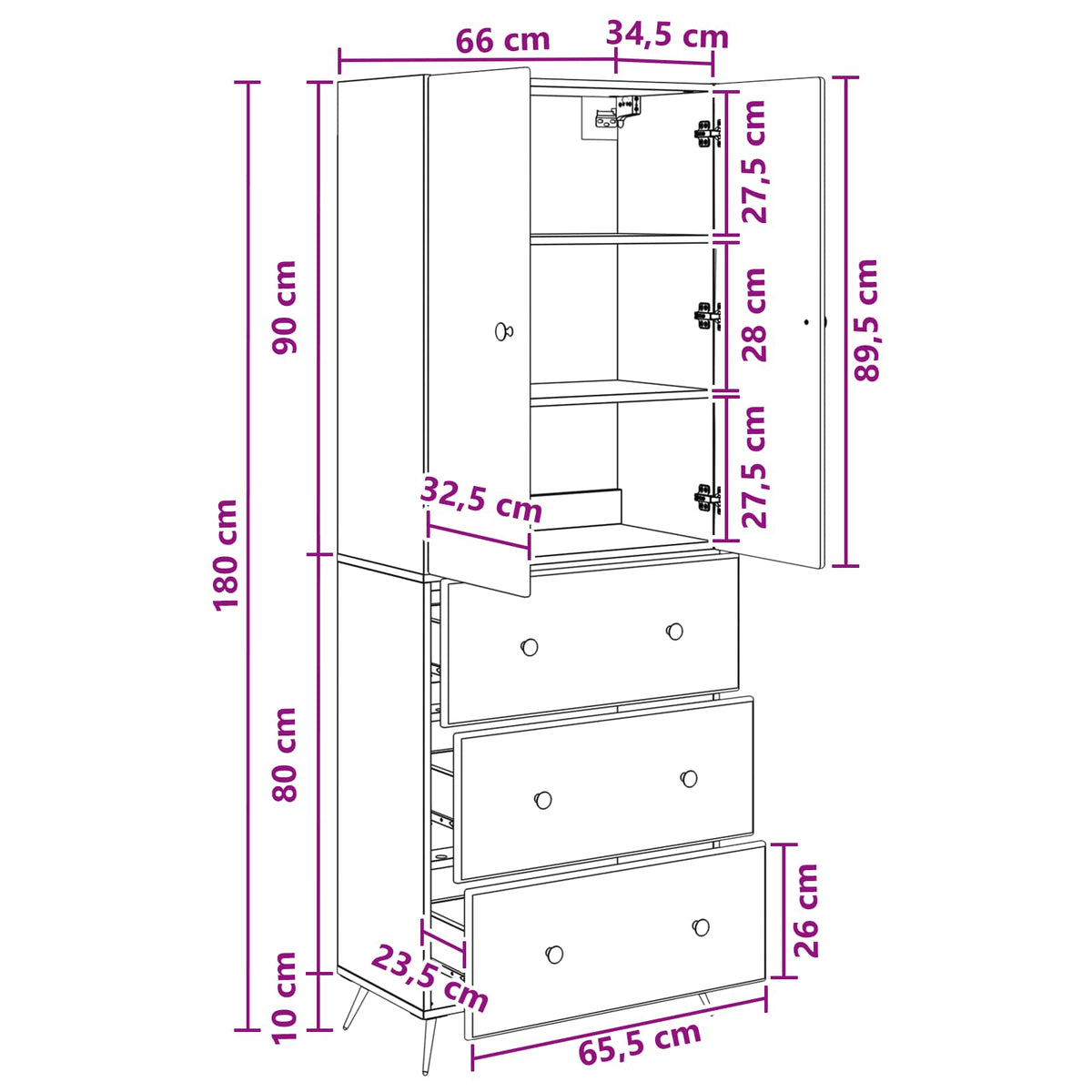 Szekrény szett 2 db 66 x 34,5 x 90 cm Szerelt Fa Szürke Sonoma 10