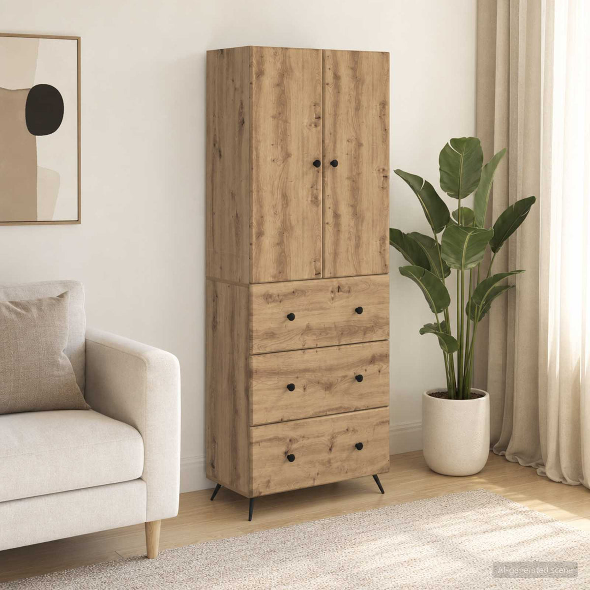 Szekrény szett 2 db 66 x 34,5 x 90 cm Szerelt Fa Kézműves Tölgy