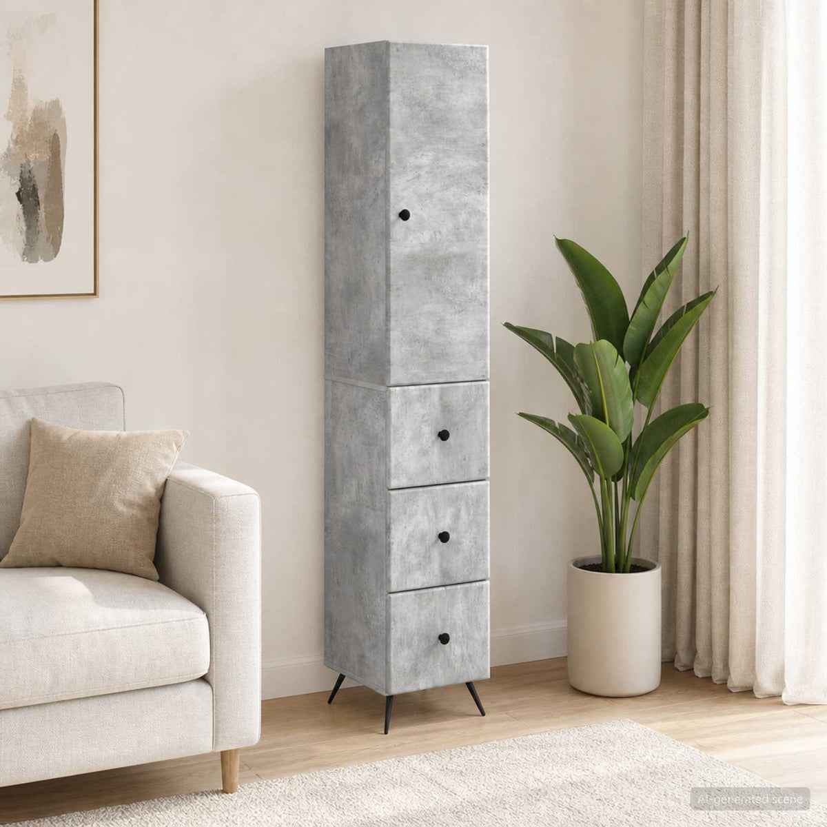 Szekrény szett 2 db 34,5 x 34,5 x 90 cm Szerelt Fa Betonszürke