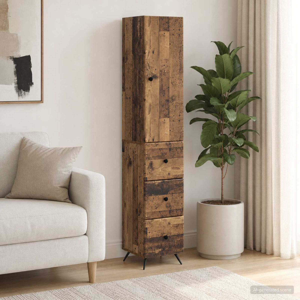 Szekrény szett 2 db 34,5 x 34,5 x 90 cm Szerelt Fa Antik Fa