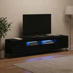 3 darabos LED TV szekrény BREDA 3 db Fekete Szerelt Fa