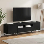3 darabos LED TV szekrény BREDA 3 db Fekete Szerelt Fa 3