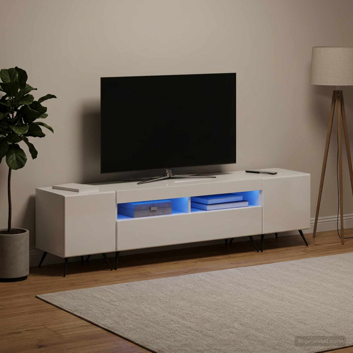 3 darabos LED TV szekrény BREDA 3 db Magasfényű Fehér 3