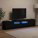 5 darabos LED TV szekrény UTRECHT 3 db Fekete Szerelt Fa 3