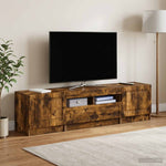 5 darabos LED TV szekrény UTRECHT 3 db Füstös Tölgy Szerelt Fa