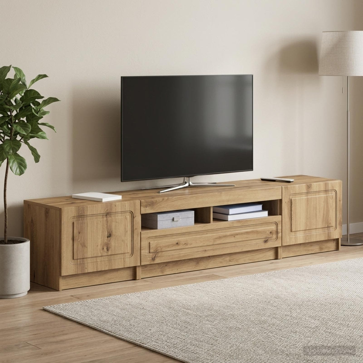 5 darabos LED TV szekrény UTRECHT 3 db Kézműves Tölgy 3