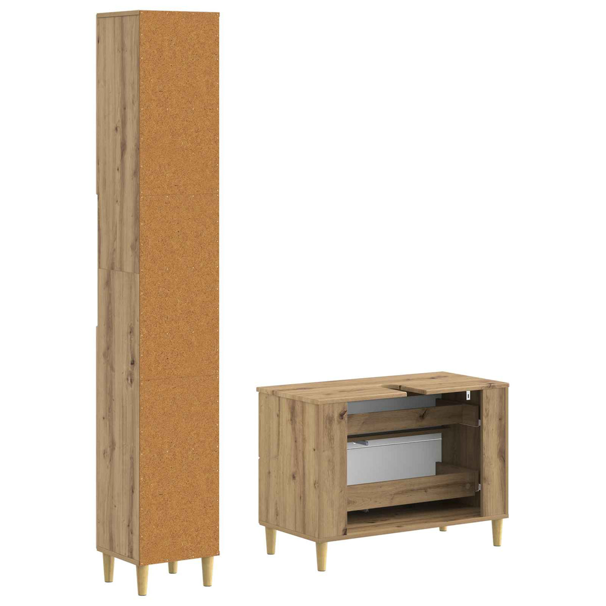 2 Darabos Fürdőszoba Szekrény Szett DELFT Kézműves Tölgy 5