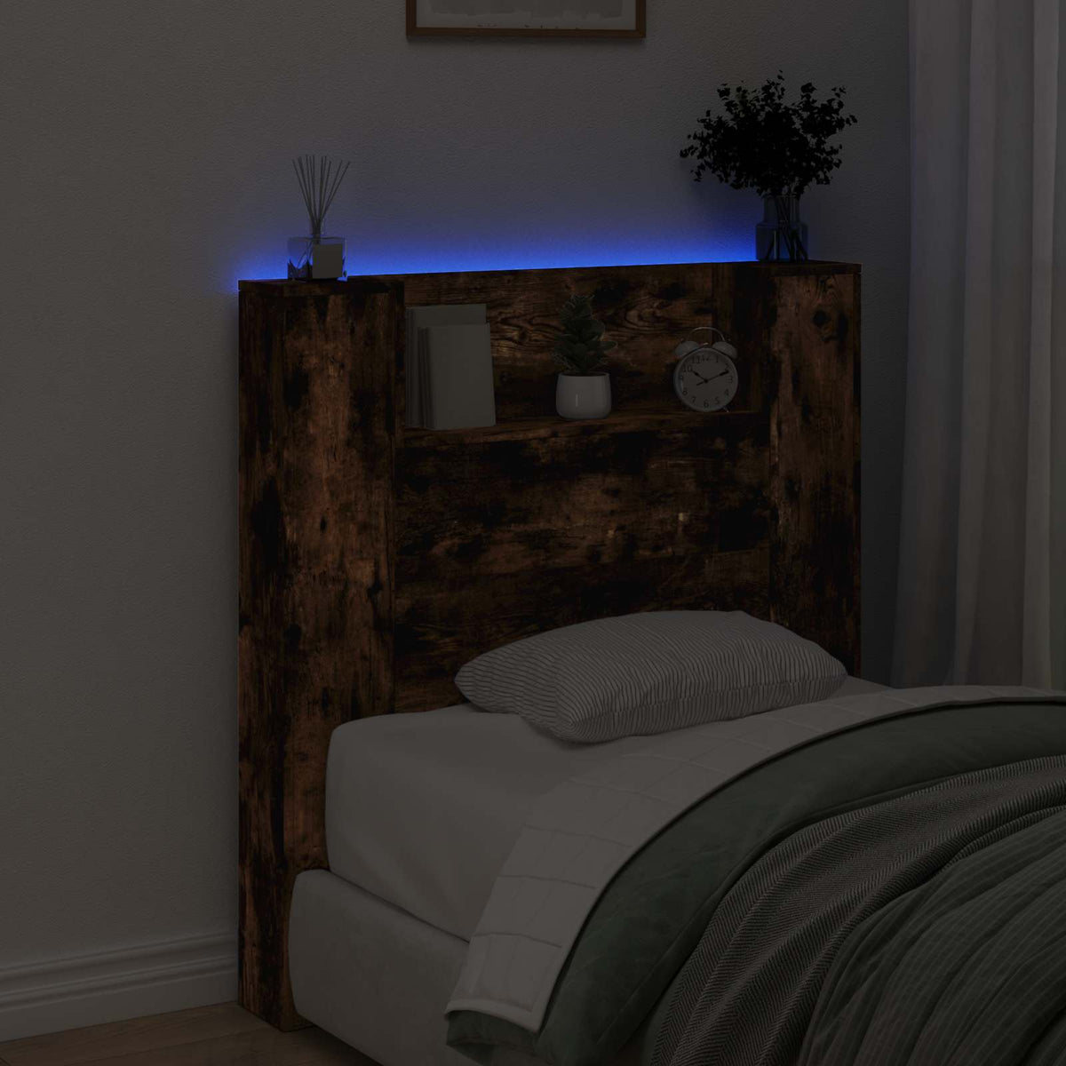 LED fejvédős tároló Füstös Tölgy Szerelt Fa 4