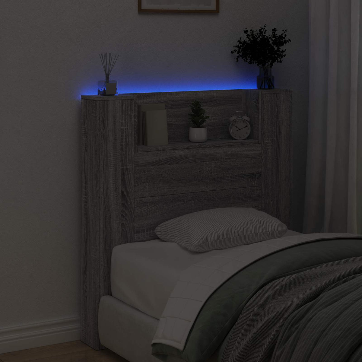 LED fejvédős tároló Szürke Sonoma Szerelt Fa 4