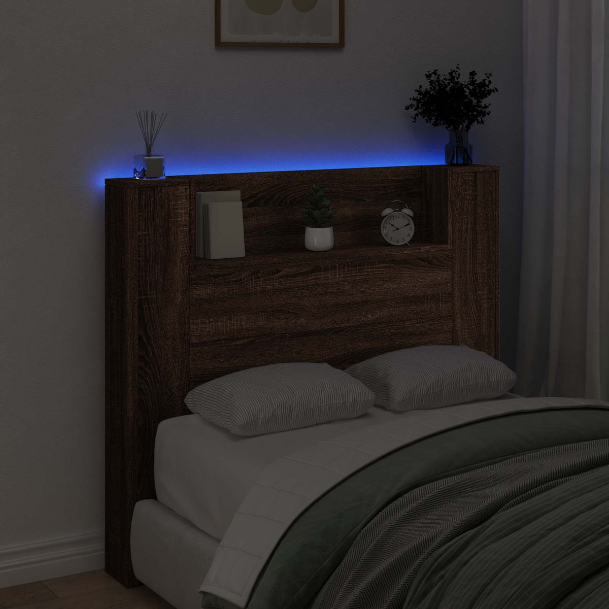 LED fejvédős tároló Barna Tölgy Szerelt Fa 4