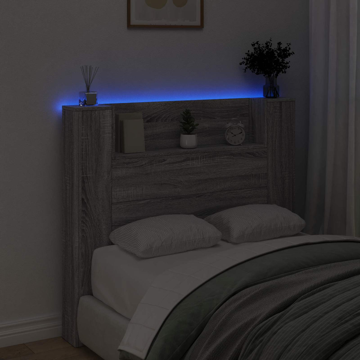 LED fejvédős tároló Szürke Sonoma Szerelt Fa 4