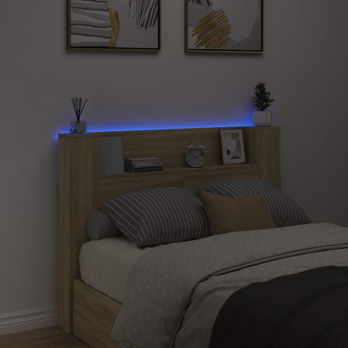 LED fejvédős tároló Sonoma Tölgy Szerelt Fa 4