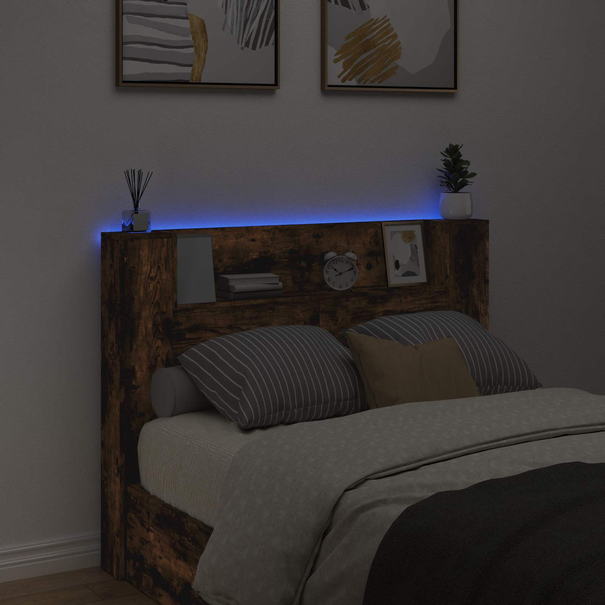 LED fejvédős tároló Füstös Tölgy Szerelt Fa 4
