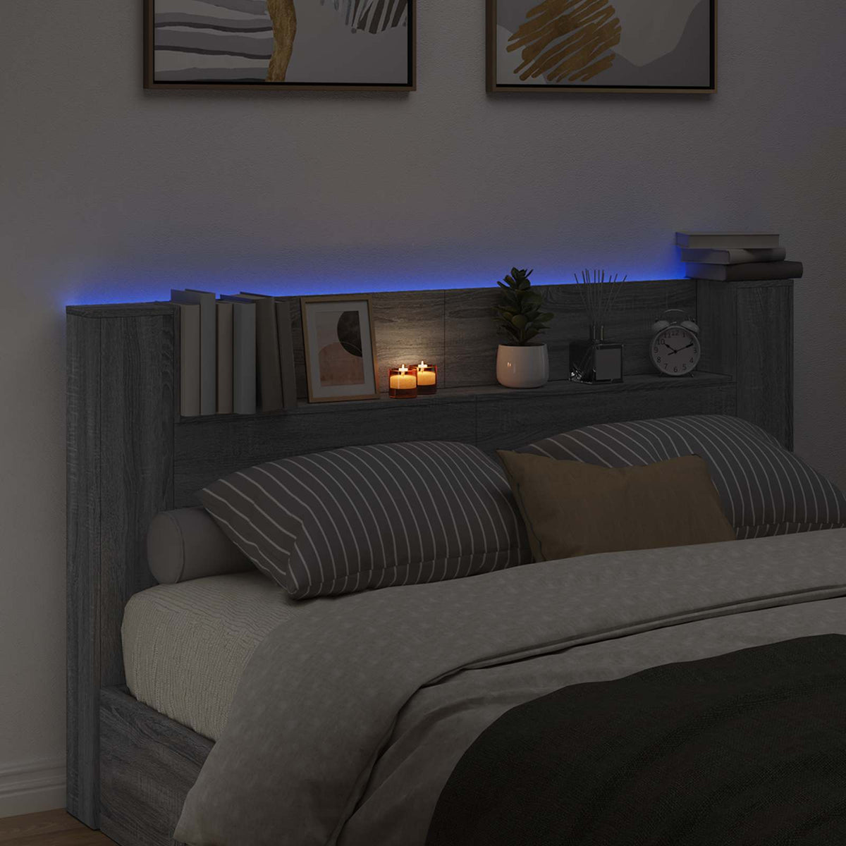 LED fejvédős tároló Szürke Sonoma Szerelt Fa 4