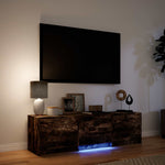 LED-es tévéállvány 140 x 34 x 40 cm Füstölt Tölgy Mérnöki fa 4