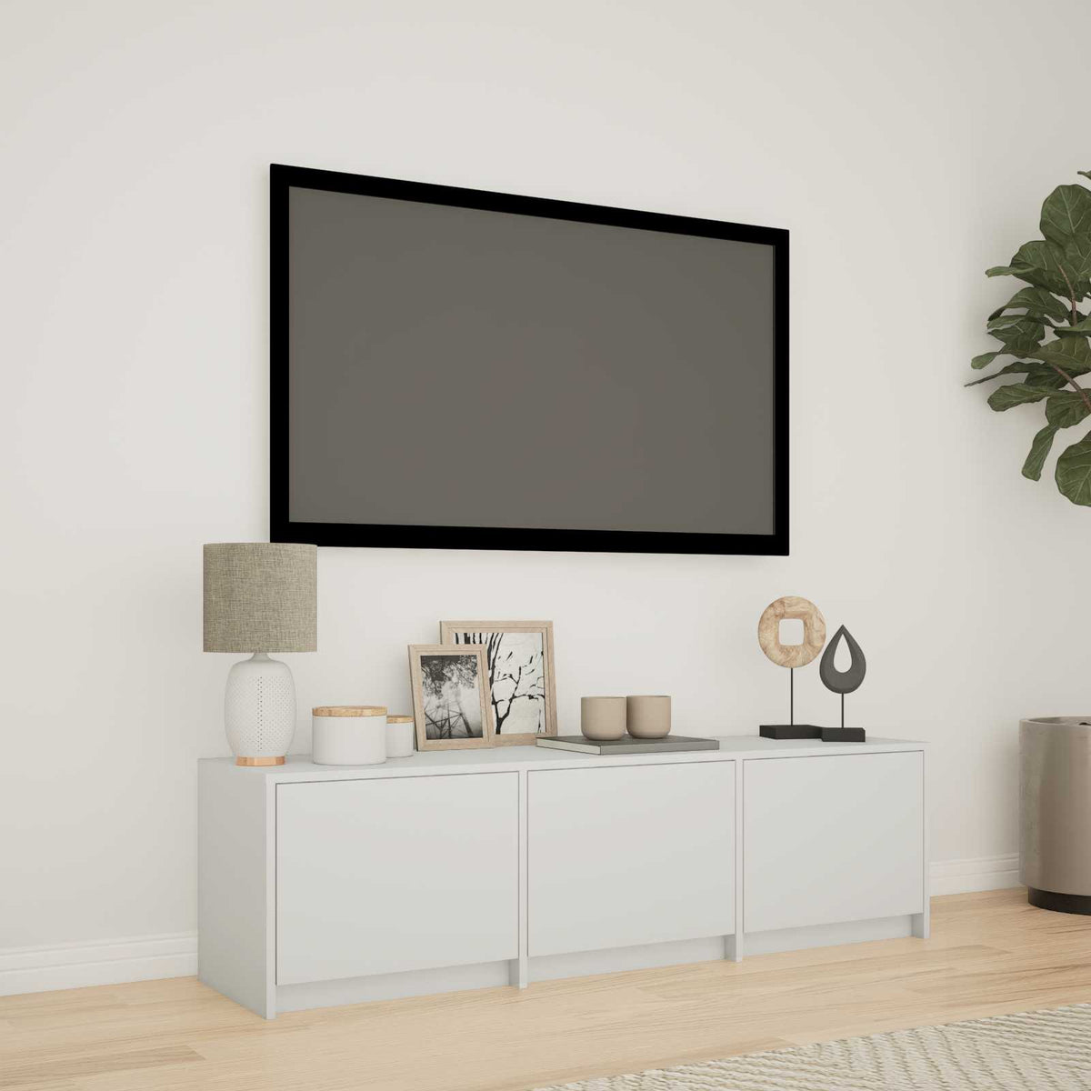 LED-es tévéállvány 140 x 34 x 40 cm Fehér Mérnöki fa