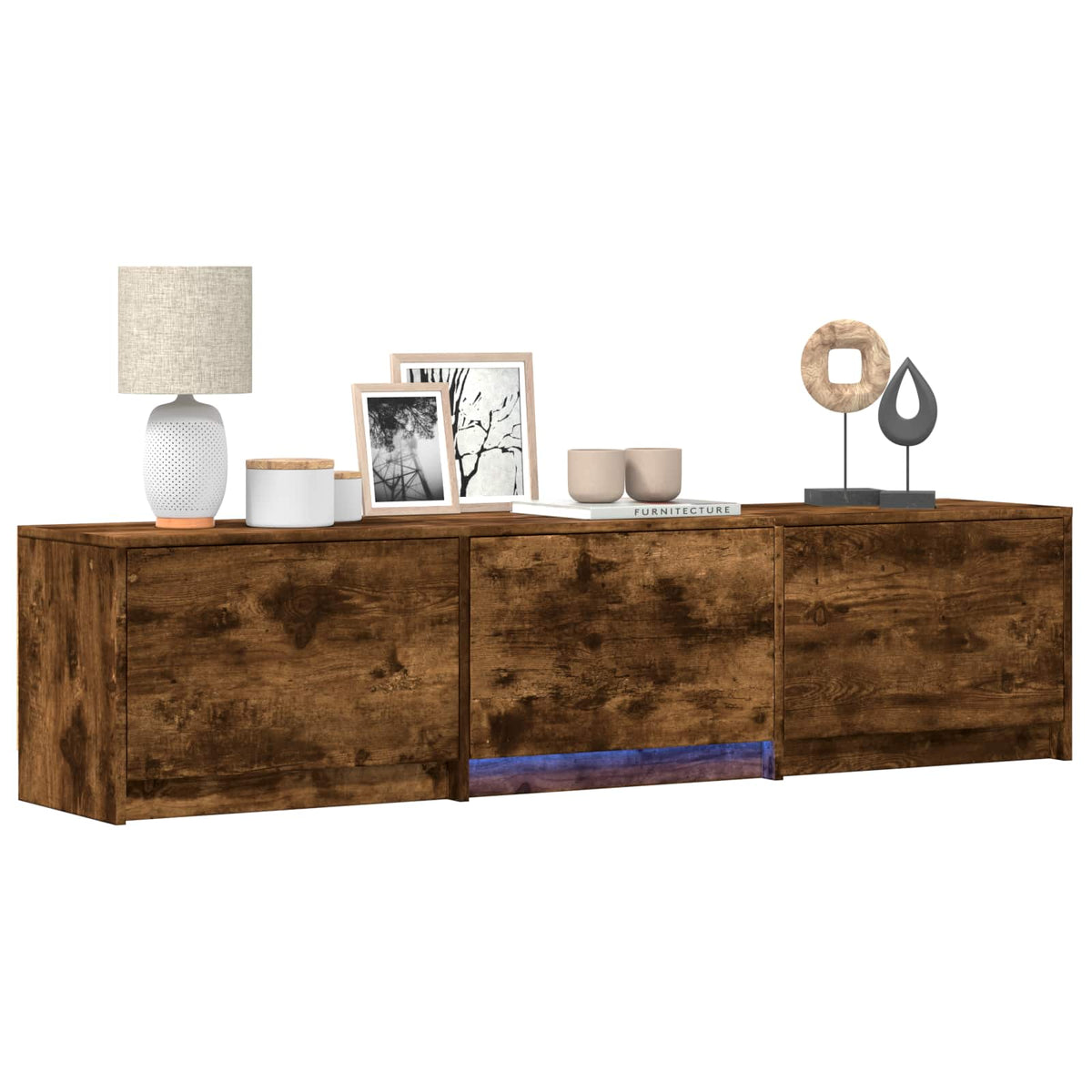 LED-es tévéállvány 165 x 34 x 40 cm Füstölt Tölgy Mérnöki fa 3