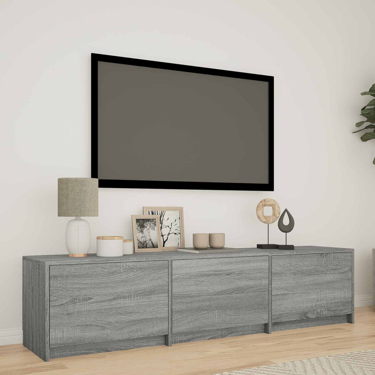 LED-es tévéállvány 165x34x40 cm Szürke Sonoma Mérnöki fa