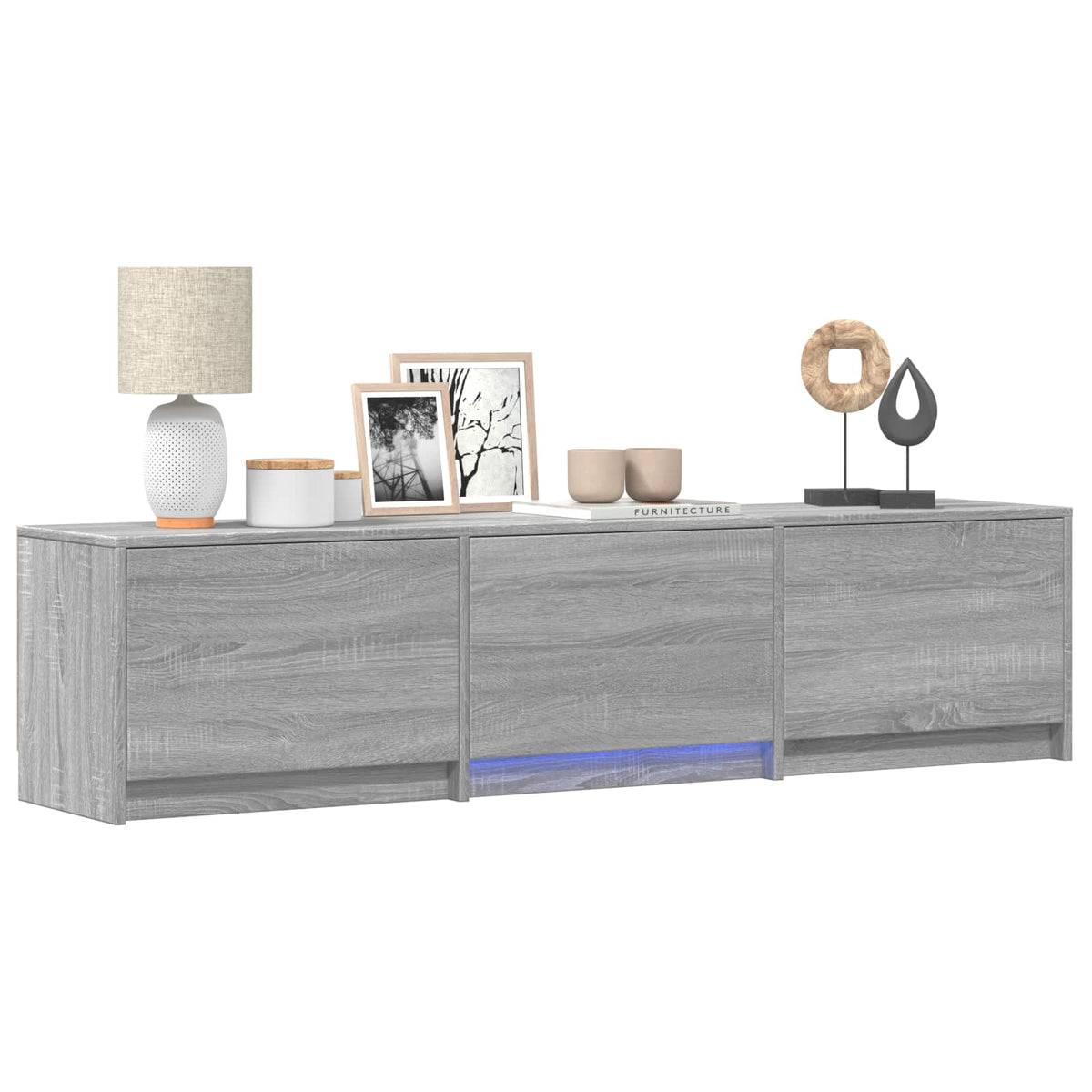 LED-es tévéállvány 165x34x40 cm Szürke Sonoma Mérnöki fa 3