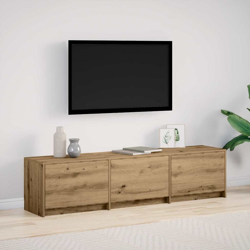 LED-es tévéállvány 165 x 34 x 40 cm Művészi tölgy Mérnöki fa