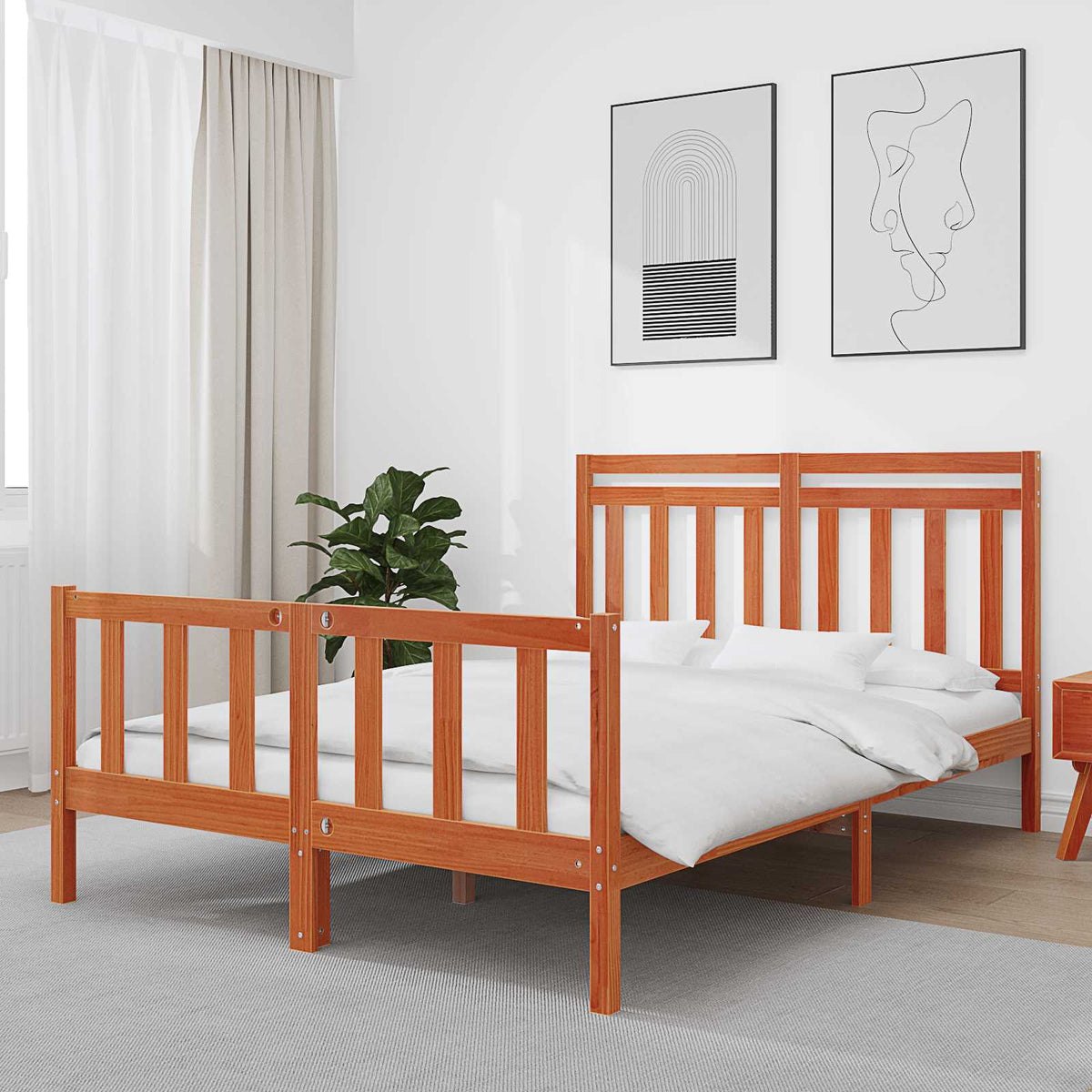 Ágykeret fejtámlával 2 pcs Faggyú barna 205,5 x 145,5 x 100 cm