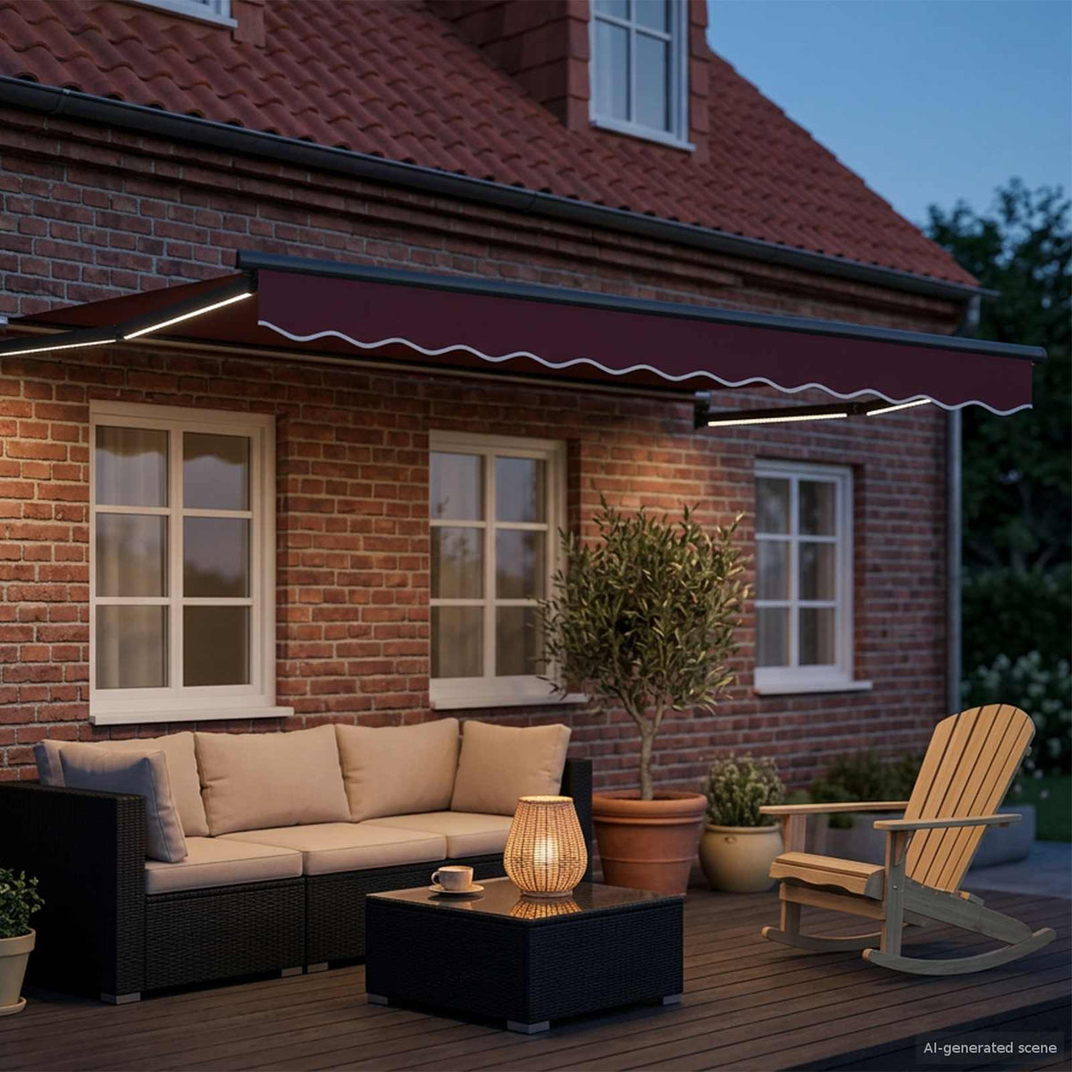 LED-es, kézi kihúzható napernyő 3,5 x 2,5 m 3