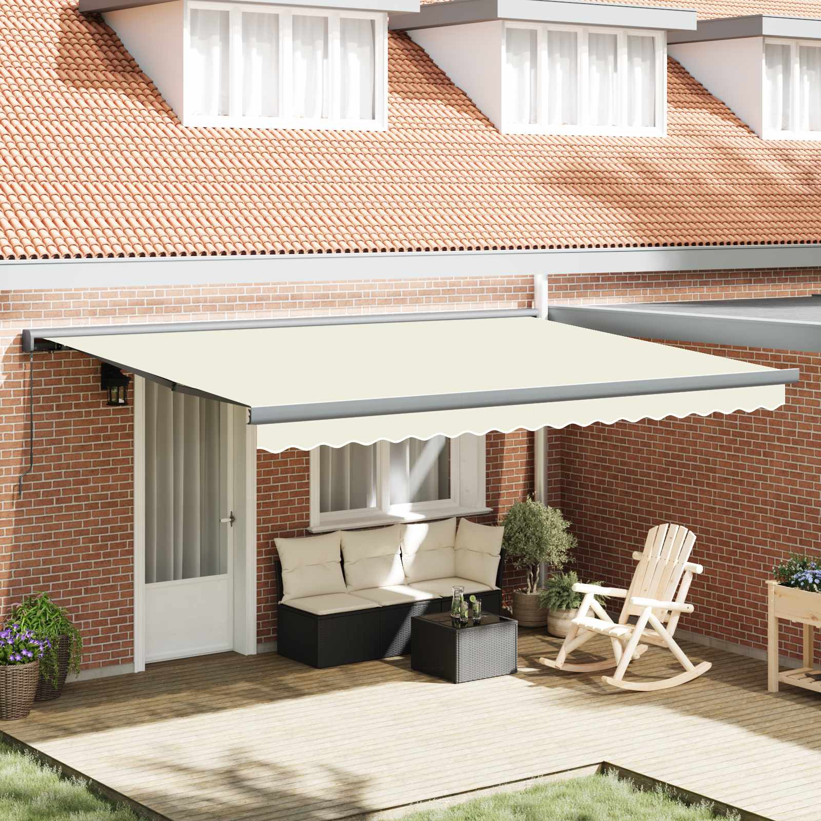 Behúzható napellenző 400 × 300 cm Vászon és Alumínium Krém és Szürke