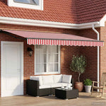 Kézi Retraktálható Napernyő Piros és Fehér 4 x 2 m