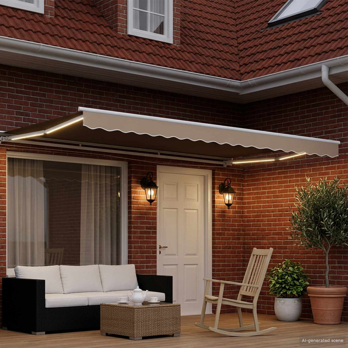 Kézi napellenző keret LED világítással Beige és Fehér 5 x 3 m 3