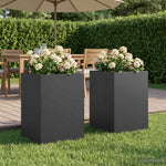 Kerti cserép 2 db Fekete 50 x 50 x 75 cm Hidegen hengerelt acél
