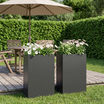 Kerti cserép 2 db Fekete 40 x 20 x 75 cm Hidegen hengerelt acél
