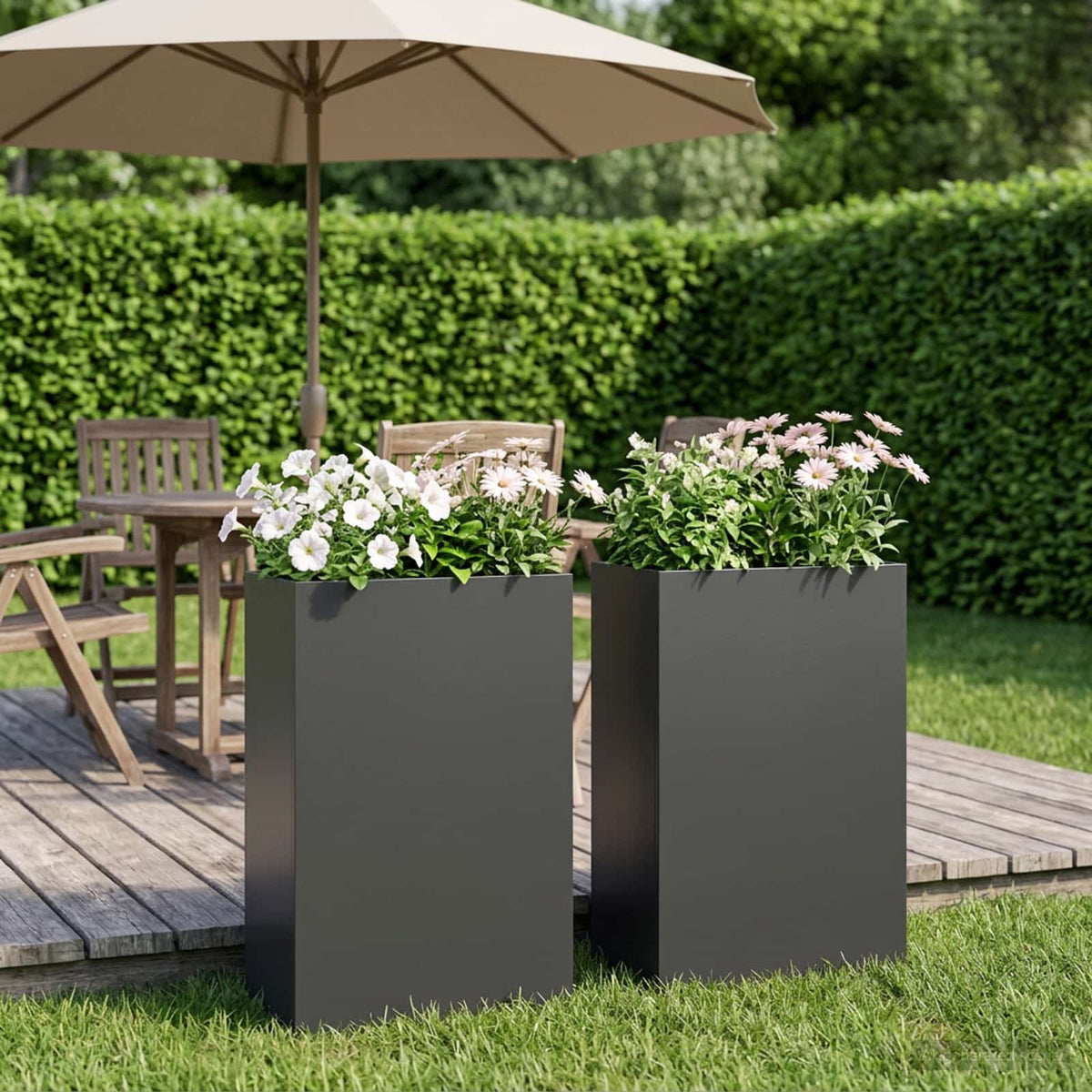 Kerti cserép 2 db Fekete 40 x 20 x 75 cm Hidegen hengerelt acél
