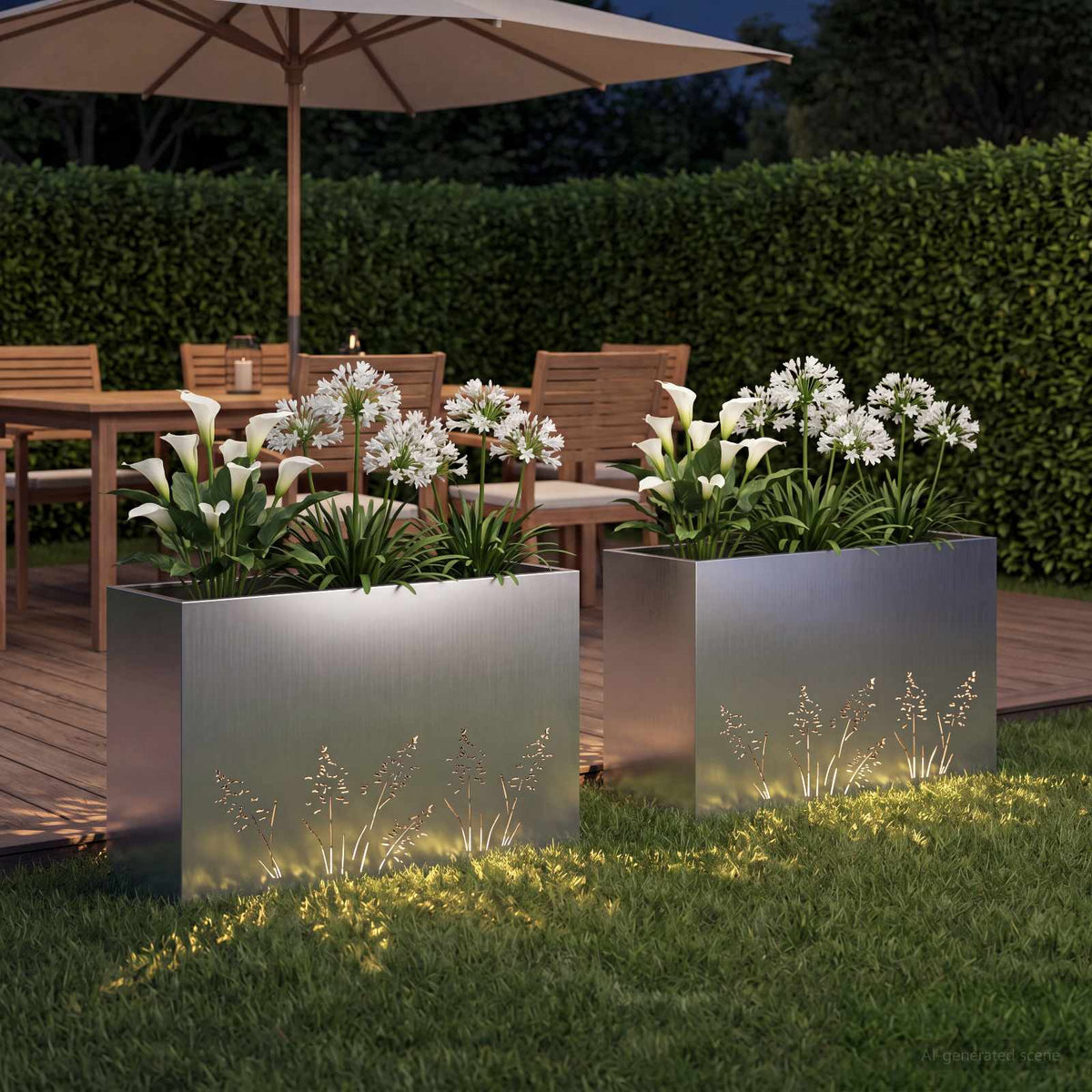 Kerti cserép 2 db Ezüst 80 x 30 x 49 cm Horganyzott Acél 3