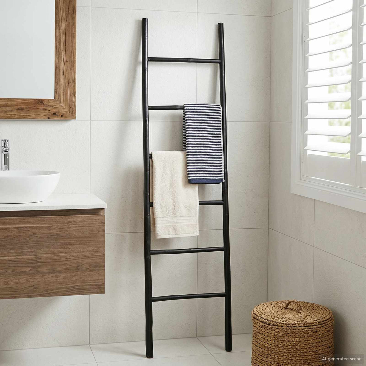 Takaró Létra Fekete 50 x 190 cm Bambusz