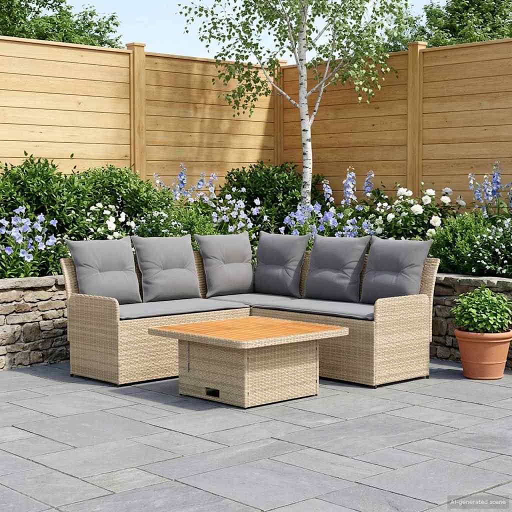 Bútor szettek 4 db Beige és Világosszürke PE Rattan 3