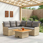 Bútor szettek 4 db Beige és Világosszürke PE Rattan