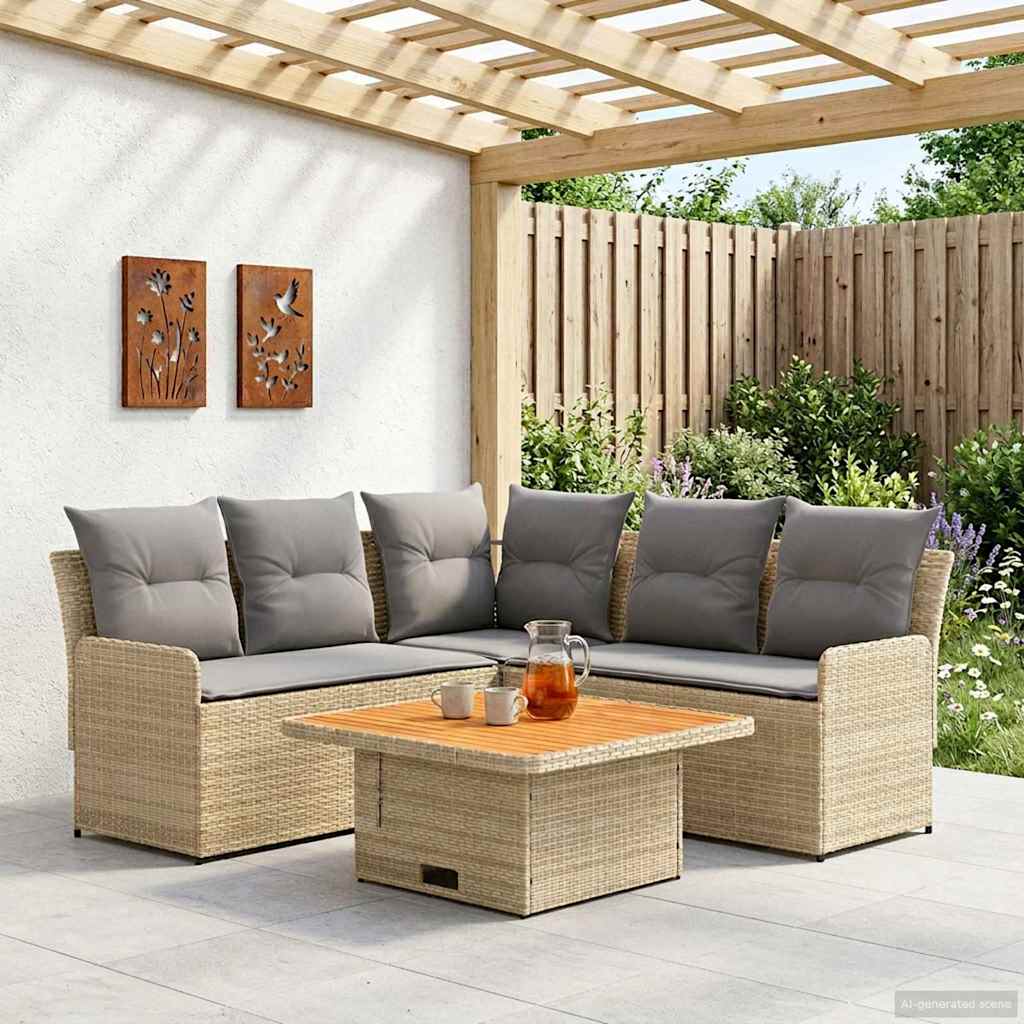 Bútor szettek 4 db Beige és Világosszürke PE Rattan