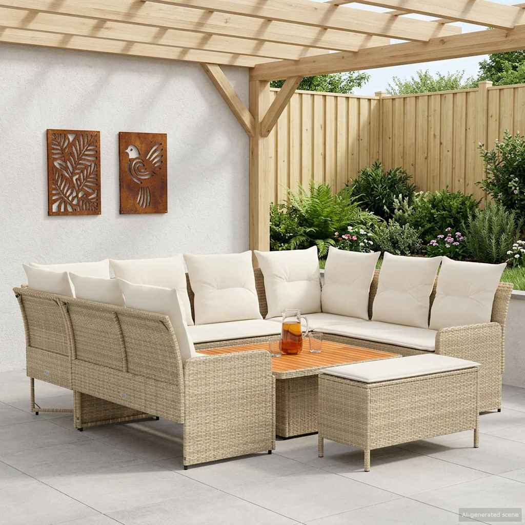 Bútor szettek 7 db Beige és krém PE Rattan 3