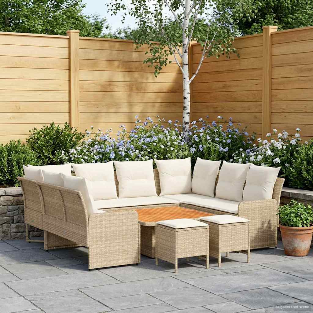 Bútor szettek 8 db Beige és krém PE Rattan