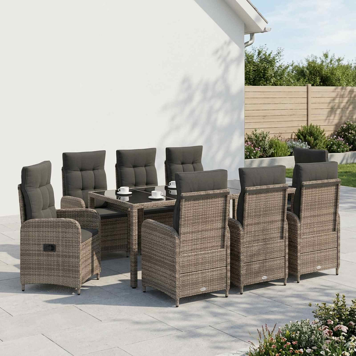 Kültéri étkező szett 9 db Világosszürke és Sötétszürke 3