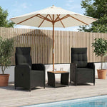 Kerti lounge szett 3 db Fekete PE rattan és porbevonatos acél 3