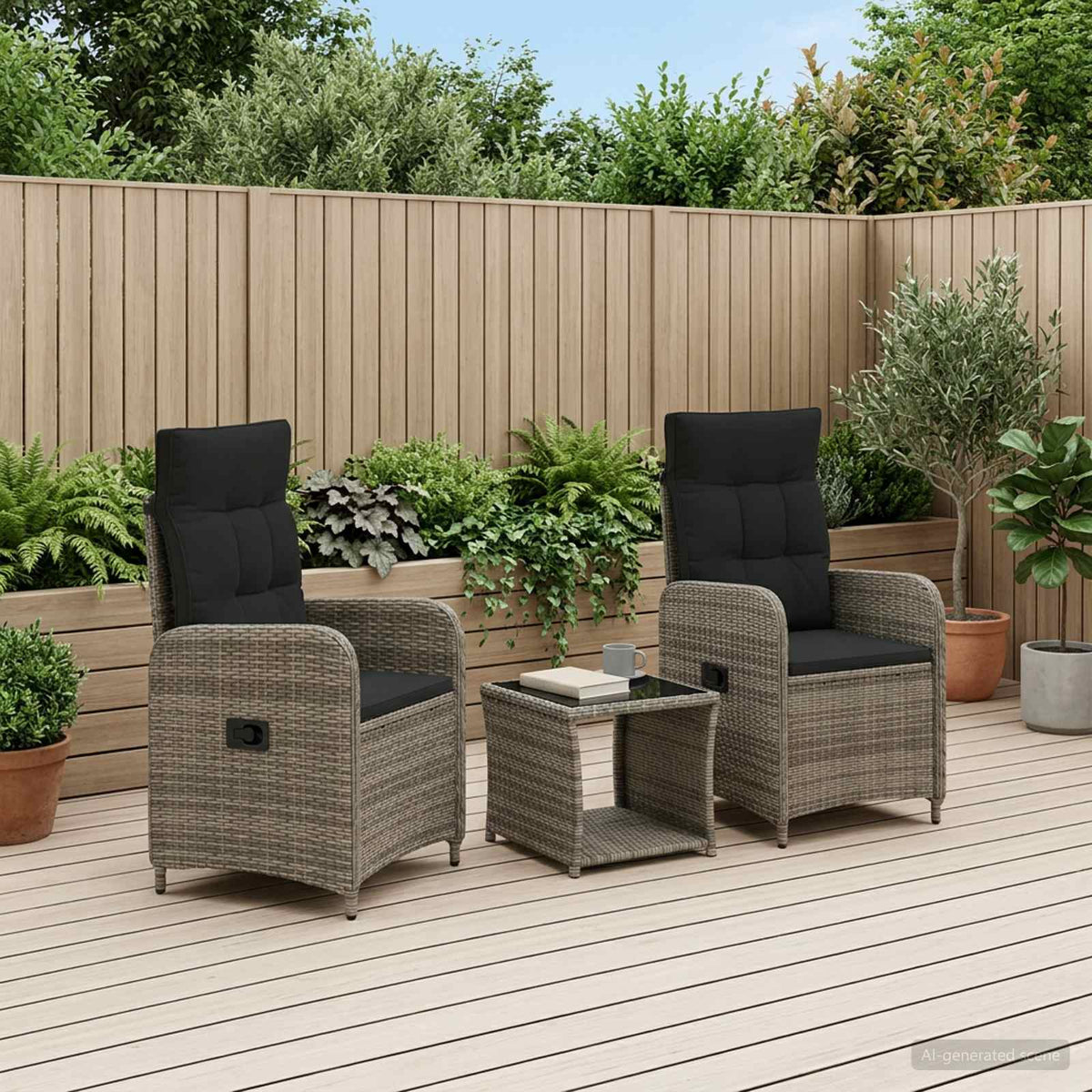 Kerti lounge szett 3 db Szürke és sötétszürke