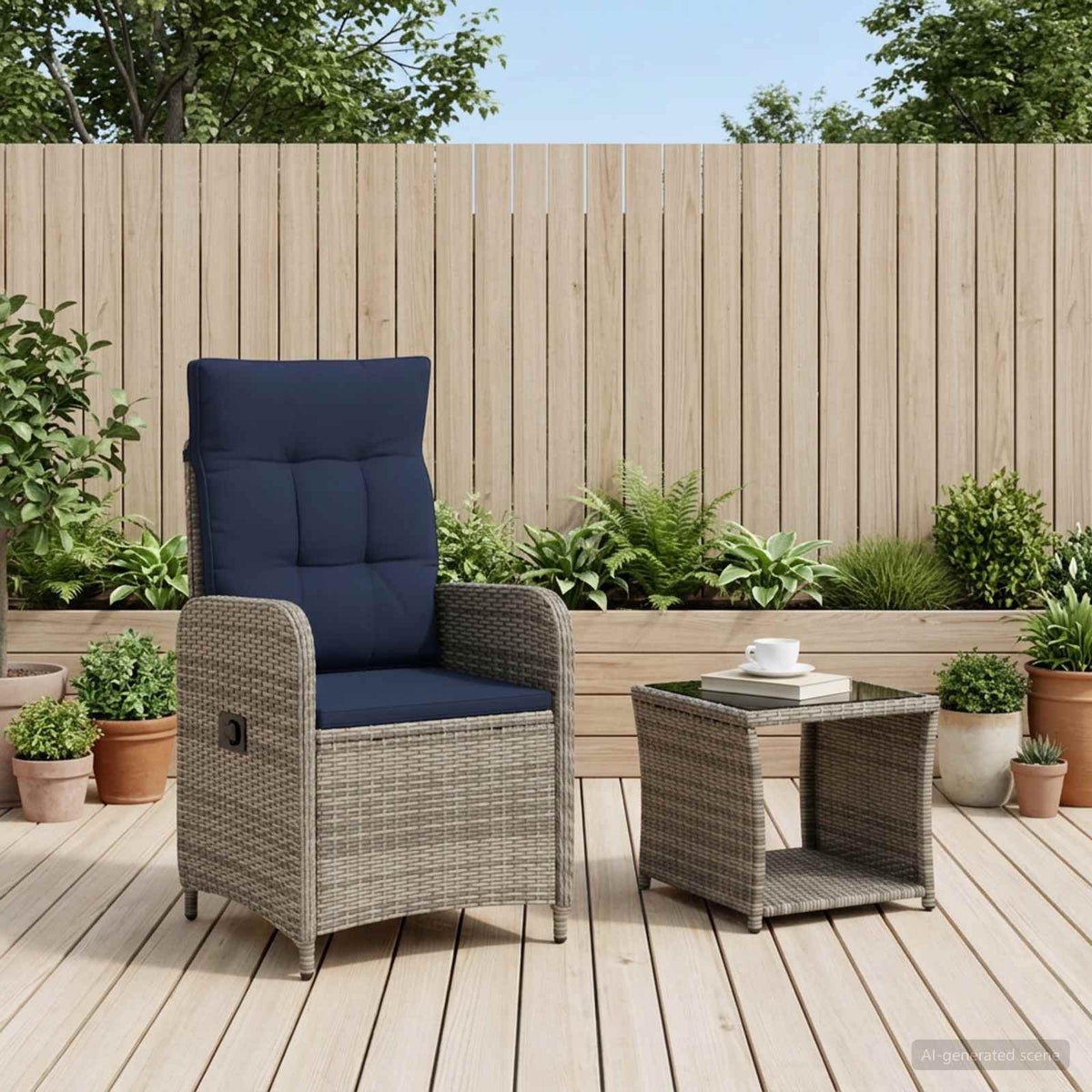 Kerti lounge szett 2 db PE rattan és porbevonatos acél