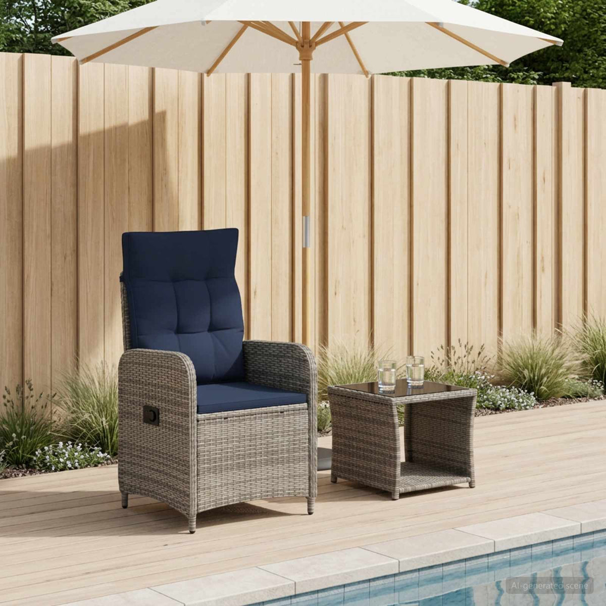 Kerti lounge szett 2 db PE rattan és porbevonatos acél 3