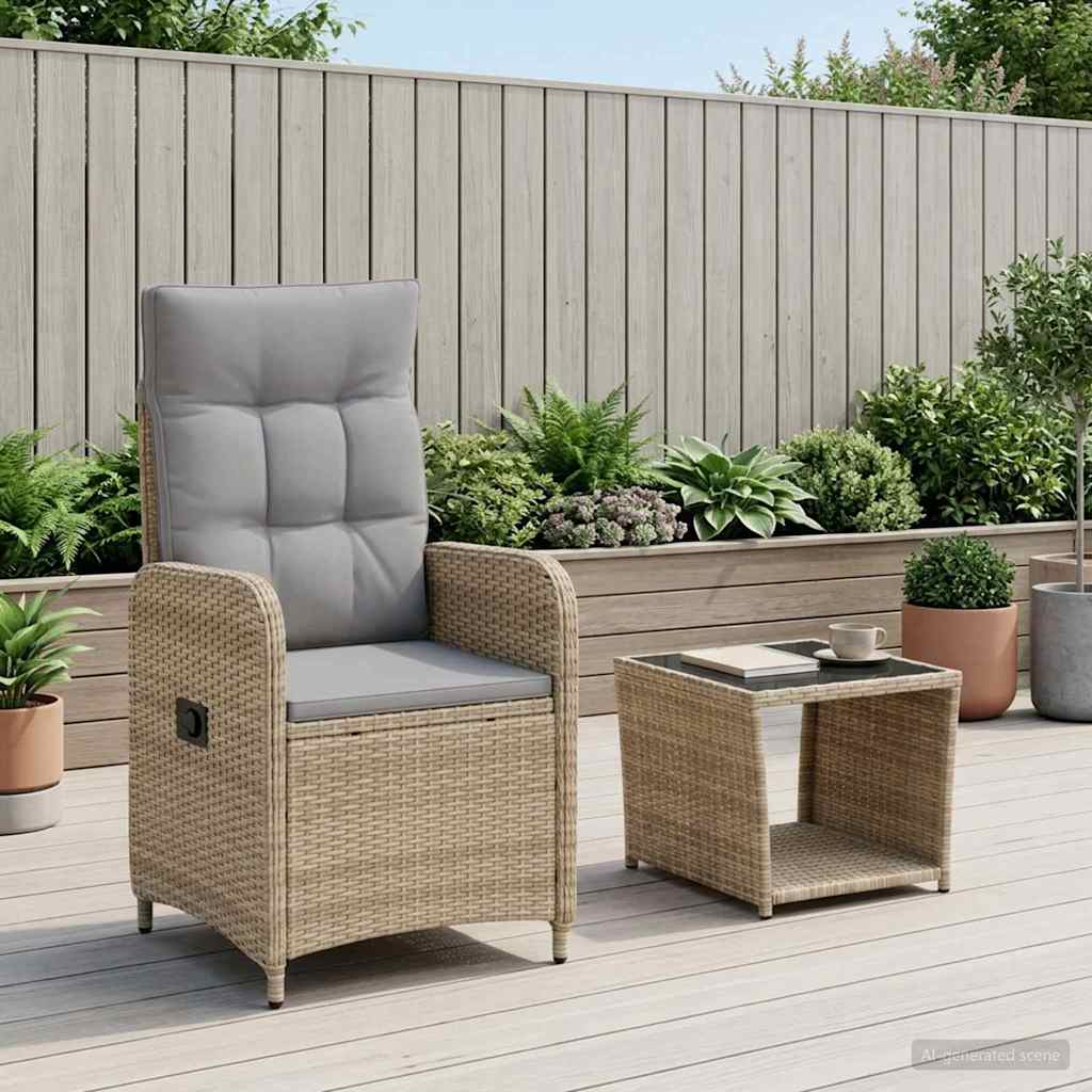 Kerti lounge szett 2 db Beige és Világosszürke 3