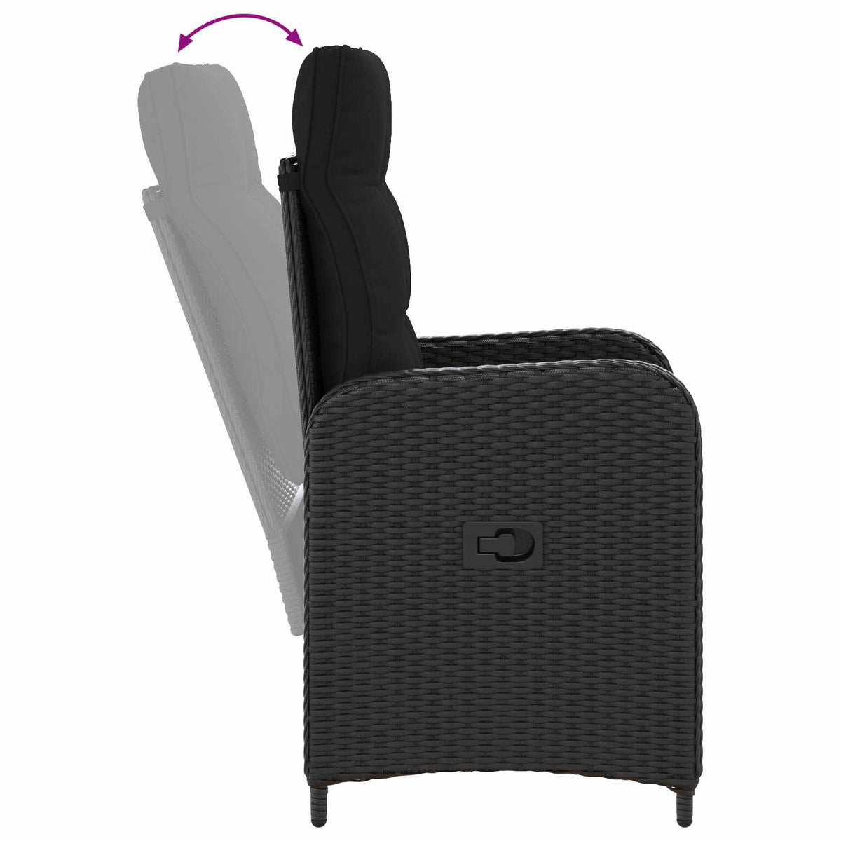 Kert étkező szett 5 db Fekete PE rattan és porbevonatos acél 8