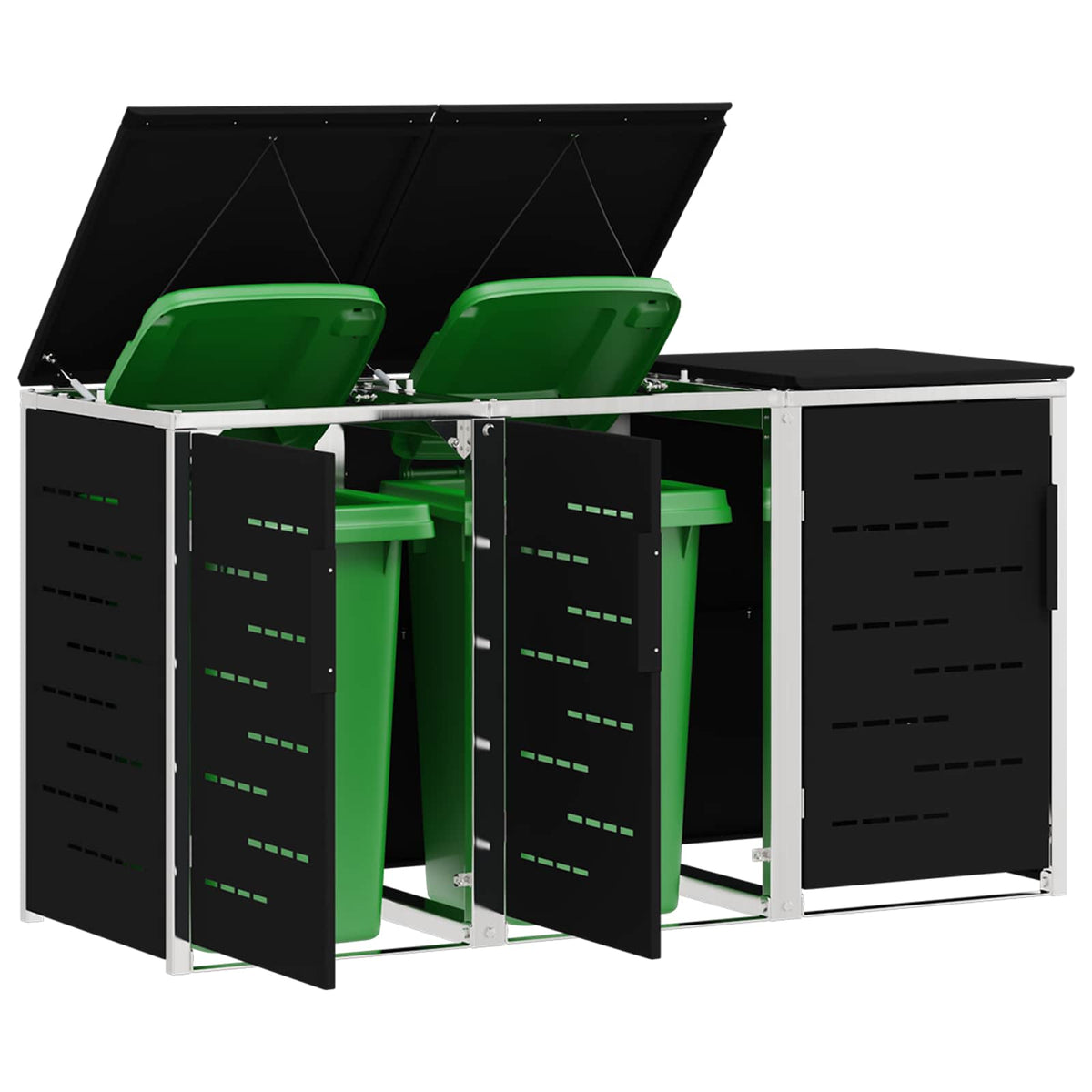 Kerekes Hulladékgyűjtő Tárolás for 3 Bins 240L Fekete 3