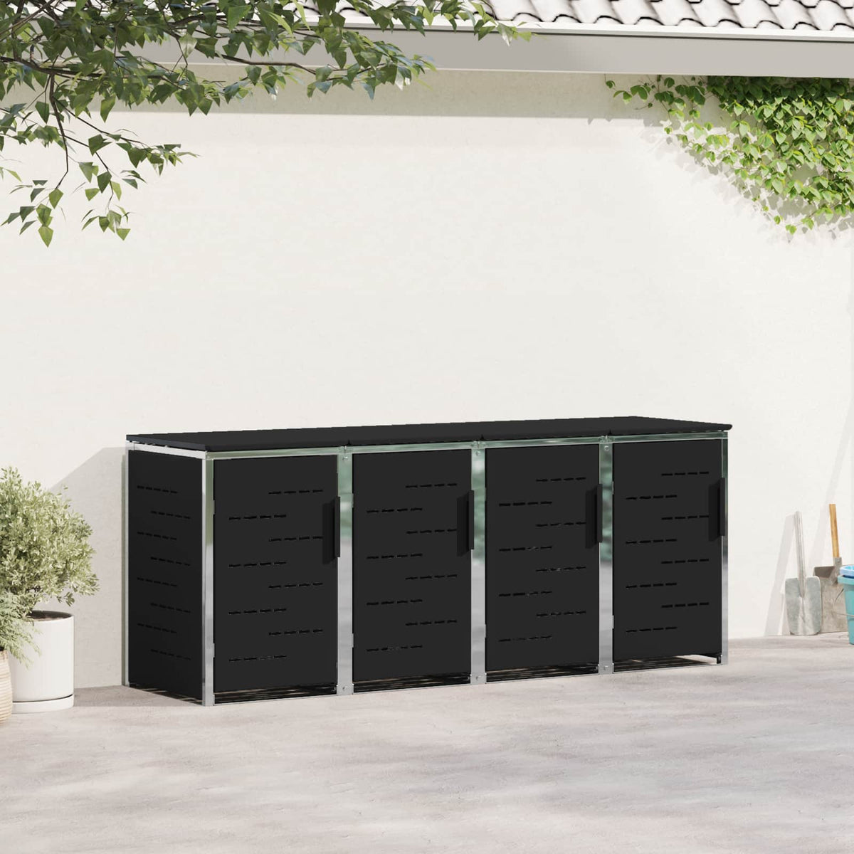 Kerekes Hulladékgyűjtő Tárolás for 4 Bins 240L Fekete