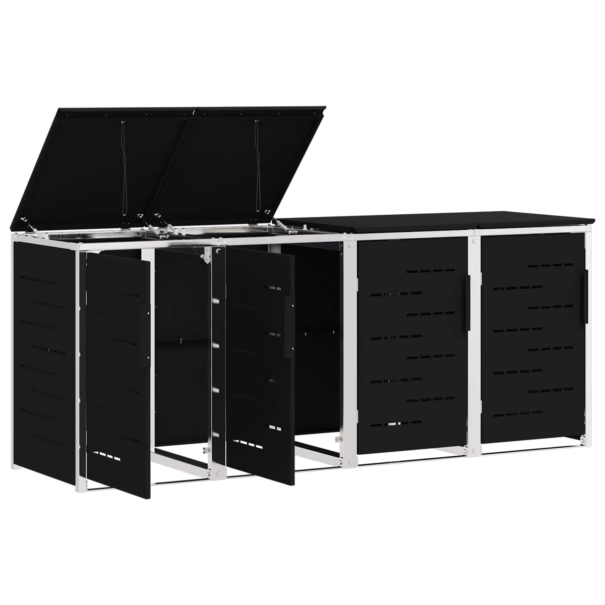 Kerekes Hulladékgyűjtő Tárolás for 4 Bins 240L Fekete 6