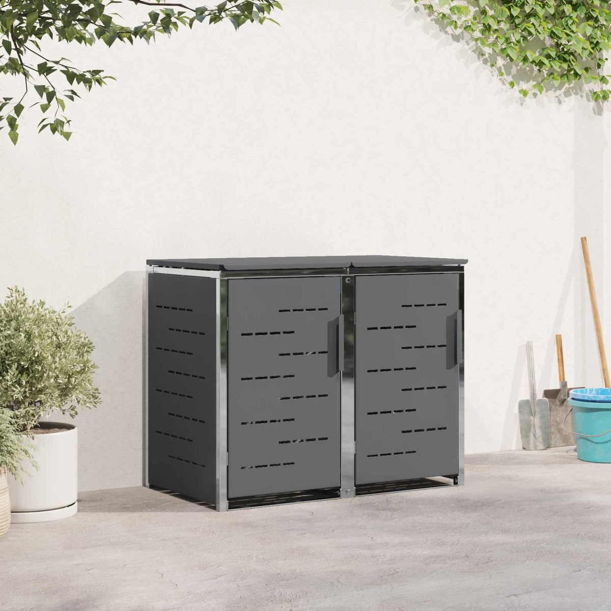 Kerekes Hulladékgyűjtő Tárolás for 2 Bins 240L Antracitszürke